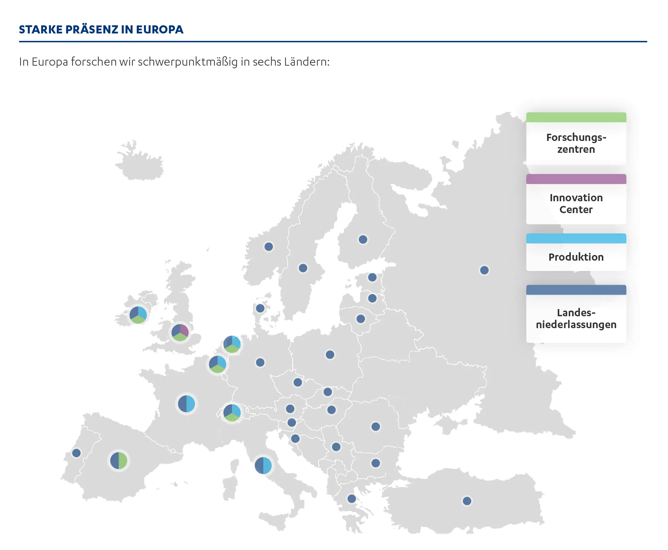 Forschungszentren, Innovation Center, Produktionsstandorte und Landesniederlassungen von Janssen auf einer Weltkarte