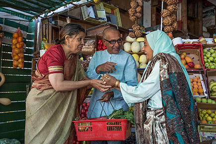 Customers at Food Market